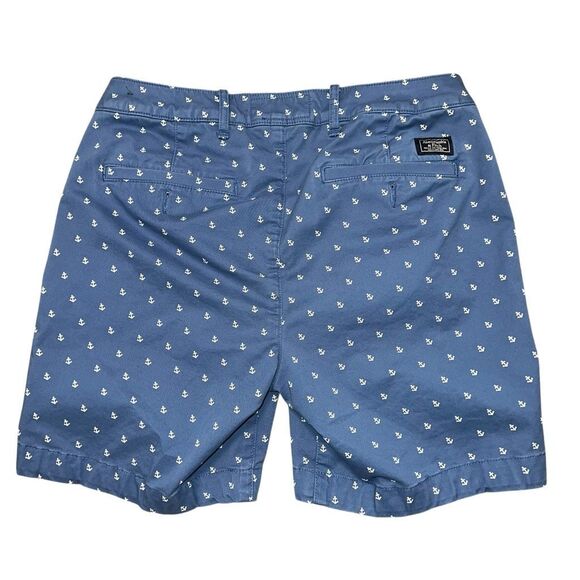 ABERCROMBIE & FITCH Men’s Stretch Blue Anchor Print Short Size 31 - Picture 2 of 7